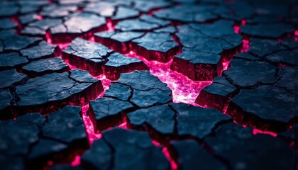 Cracked Obsidian with Iridescent Pink Plasma Fissures, Dramatic Lighting, Shattered Beauty