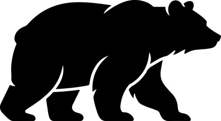 bear silhouette and line art Vector illustration