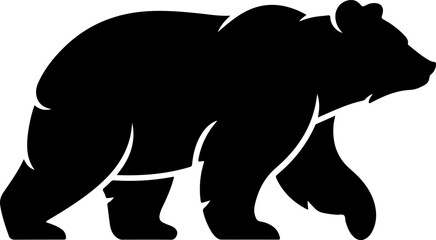 bear silhouette and line art Vector illustration