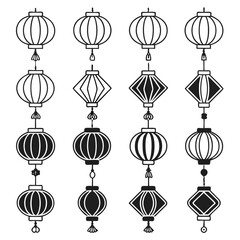 Collection of Asian Lanterns Hanging Decorations