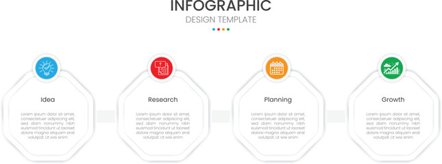 Business infographic design template with 4 steps or options. Ideal for workflow layouts, annual reports, diagrams, and web design