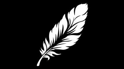 Obraz premium Feather Logo Design Black And White Elegant Quill Graphic Vector Illustration Minimalist Symbol Writer Brand Identity Artistic Design Stationary Logo 