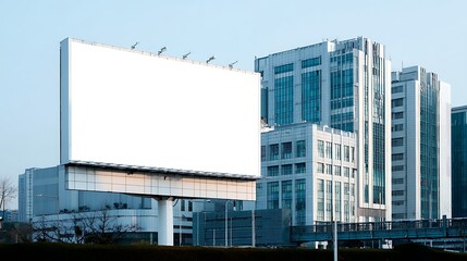 Large billboard advertisement mockup on modern building exterior