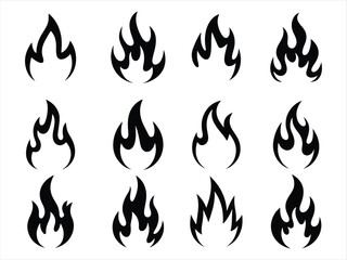 fair flame icon set vector  on white background.