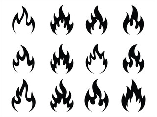 fair flame icon set vector  on white background.