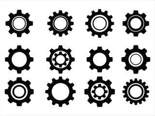 gear icon set  silhouette vector on white background.