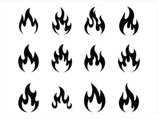 fair flame icon set vector  on white background.