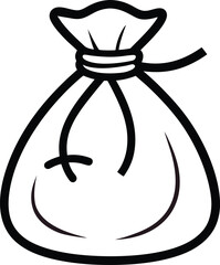 money bag tied with rope on white background