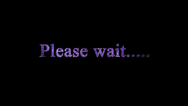 Please wait text saber animation on black background. HD video.