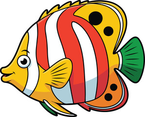 Colorful Cartoon Butterflyfish Vector Art