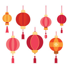 Collection of Hanging Chinese Lanterns Festive Decorations