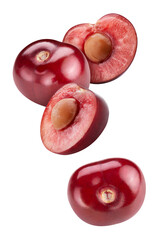 Cherry flying isolated on white background