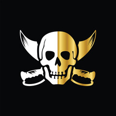 Gangster skull with crossed knives vector image
