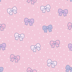 Seamless pattern with cute bows. Pink vector illustration. Texture for print, textile, fabric.