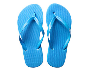  blue beach flip flops top view isolated on white background, PNG