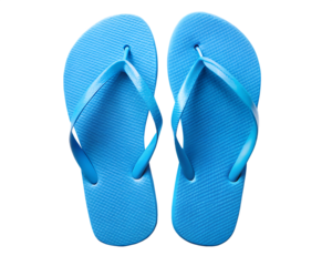  blue beach flip flops top view isolated on white background, PNG