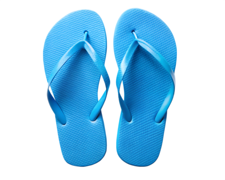  blue beach flip flops top view isolated on white background, PNG