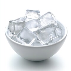 White bowl filled with clear ice cubes