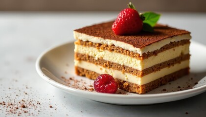 Elegant tiramisu, showcasing texture and rich brown hues , ingredient, recipe