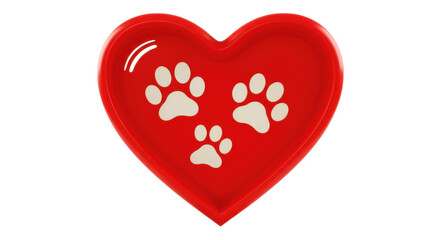 Isolated Dog Pawprints in Heart