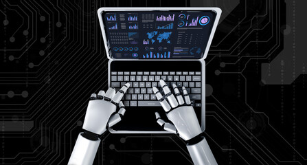 Business data dashboard provide business intelligence analytic for marketing strategy planning snugly with big data set to analyze customer demands and foreseeing business future 3D illustration