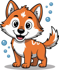 Cute Cartoon Wolf Vector Illustration 2