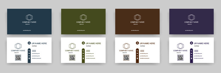 Set of modern business card print templates. Personal visiting card with company logo. Vector illustration.