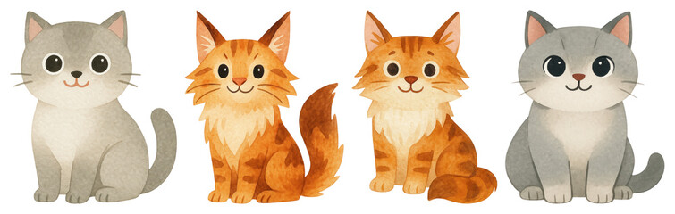 Fototapeta premium PNG Cute cartoon gray cat illustration., transparent background