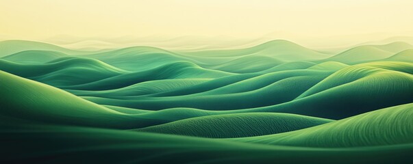 Abstract landscape of undulating green hills