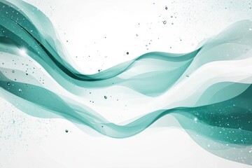 Teal wavy lines on white background with sparkles