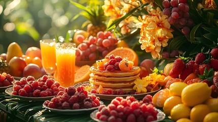 Sweet pancakes with fruits