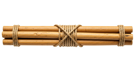 Isolated Bamboo Sticks Tied with Rope