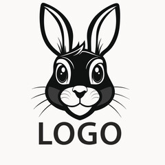 Cute Black and White Rabbit Logo Design