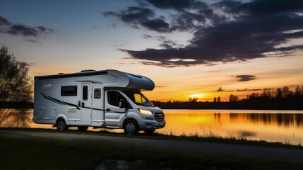 Discover freedom on wheels! Our cozy motorhome finds serenity under the night sky, ready to embark on new adventures.