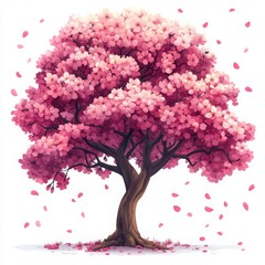 Obraz premium Full bloom pink cherry blossom tree illustration