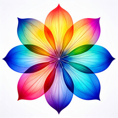 Obraz premium Multicolor abstract flower design with layered translucent petals, glowing neon style, modern