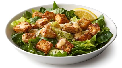 Crispy Chicken Salad with Lemon Wedge