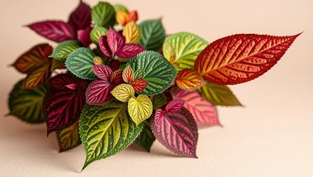 Striking Calladium Leaves Against a Neutral Background, Ideal for Product Photography