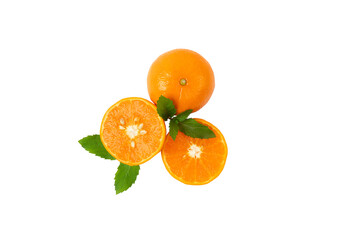PNG, Orange with slices and mint leaves, top view