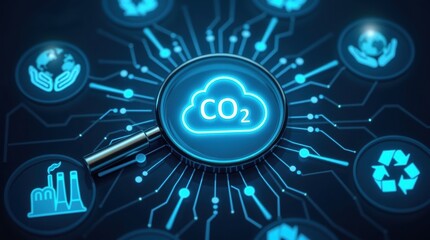 Obraz premium A digital illustration of co2 emissions and sustainability initiatives.