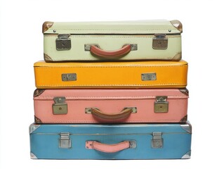 old suitcase isolated on white