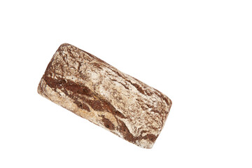 Whole rye bread loaf isolated on transparent background, top view