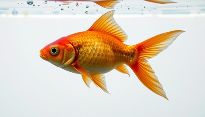 Elegant goldfish swims gracefully in clear water showcasing vibrant colors and delicate fins
