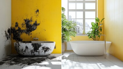 Dirty bathroom vs. clean bathroom