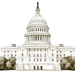 Obraz premium United States Capitol Drawn Boldly in Sharp Monochrome Lines