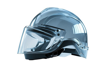 Fototapeta premium A futuristic riot control helmet reflecting the tensions of a divided society showcasing on transparent background