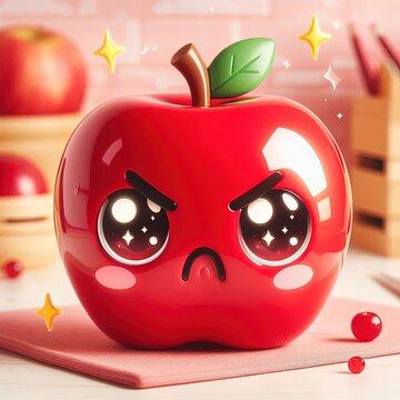 red appple cartoon character angry