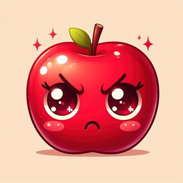 red appple cartoon character angry