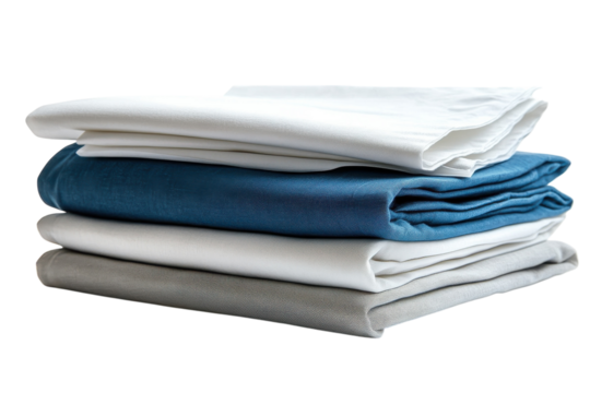A neatly stacked pile of freshly laundered linen promising soft comfort and a cozy night s on transparent background