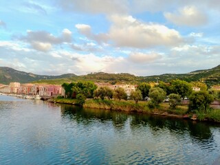 view of the river Temo in Bosa, Sardinia, Italy 